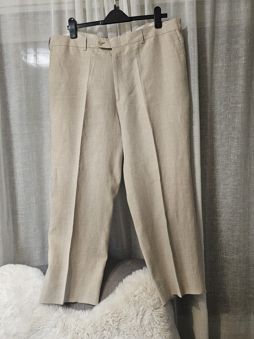 Linea Naturale Luxe Mens NWOT 100% Linen Beige Trousers Made in Italy Size 38 - Picture 5 of 16